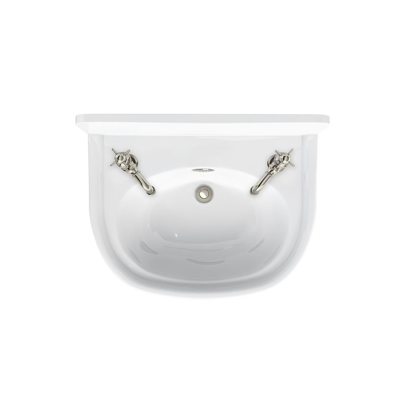 Arcade 500mm cloakroom basin with nickel overflow 